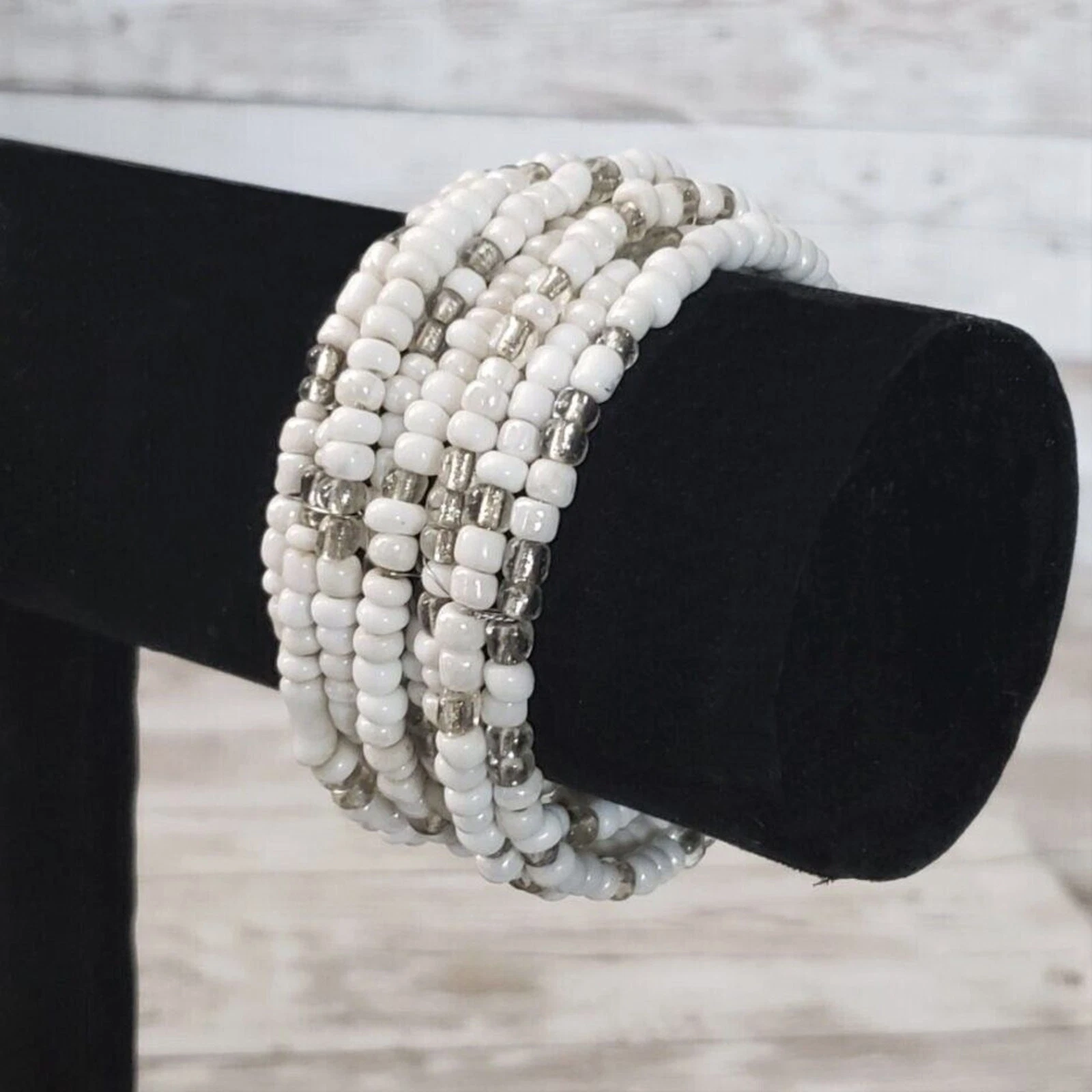 OFF WHITE Bracciale Bracciale Vintage Avvolgente Bracciale con Perline Bianco Off