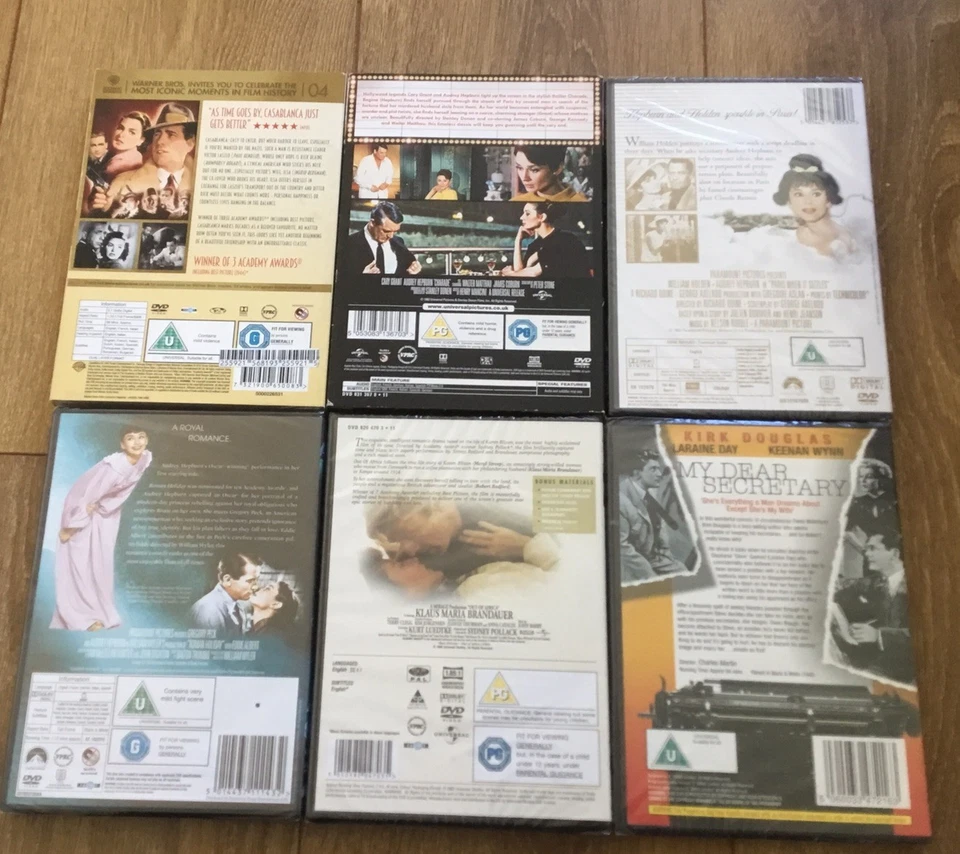 Bundle of 6 DVDs Old Classics Charade Casablanca Audrey Hepburn - New & Sealed - Image 3 of 3