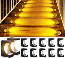 12 PACK LED Solar Stair Step Lights Waterproof Outdoor Pathway Stairway - NEW