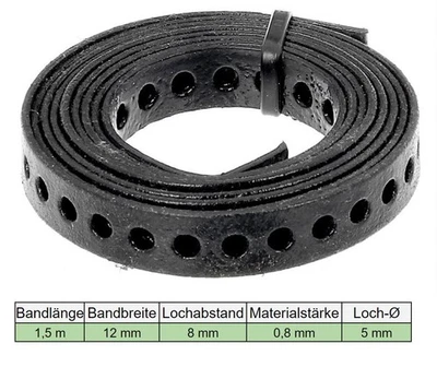 GAH ALBERTS ALBERTS 1,5 m Lochband Nagelband Montageband Stahl schwarz beschichtet 12x0,8 mm