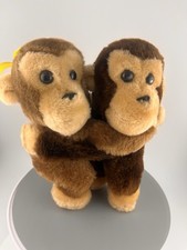 Vintage Dakin Hugging Plush Monkeys, Button Eyes, 8", 1978- Hard To Find