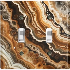 Metal Light Switch Outlet Cover Wall Plate Brown Granite Marble PRINT MBL104