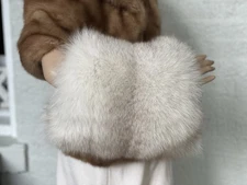 Vintage White Real Fox Fur Muff with a zippered pocket Made In Finland 🇫🇮