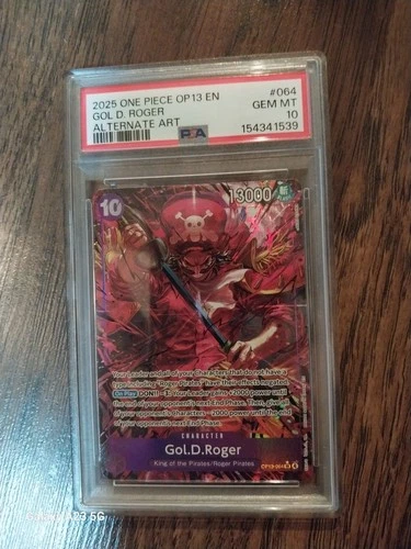 2025 ONE PIECE OP13 #064 CARRYING ON HIS WILL GOL D ROGER ALT ART PSA 10