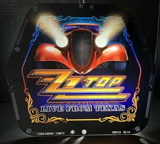 ZZ Top Live From Texas Slot Machine Plastic Plexiglass Polygon Topper Bally VGUC