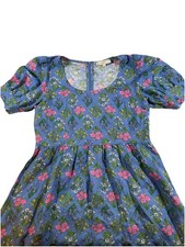 Loft Women Short Sleeve Dress Size 12 Floral Linen Blend. K25