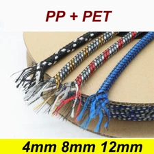 4mm 8mm 12mm PET&PP Cotton Yarn Mixed Braided Cable Sleeving/Harness/Sheathing