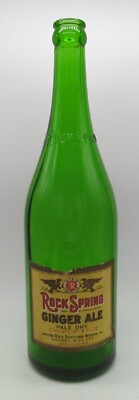 Rock Spring Ginger Ale Labeled Soda Bottle Jacob Ries Bottling Shakopee Minn