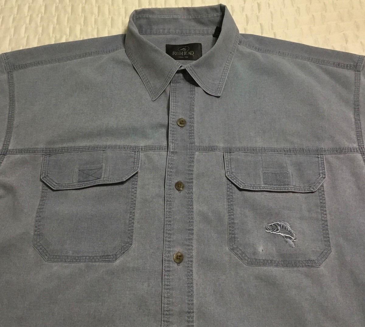 Chemise RedHead Homme 3XL Denim Manches Courtes - Pêche Extérieur - Poches Brodées