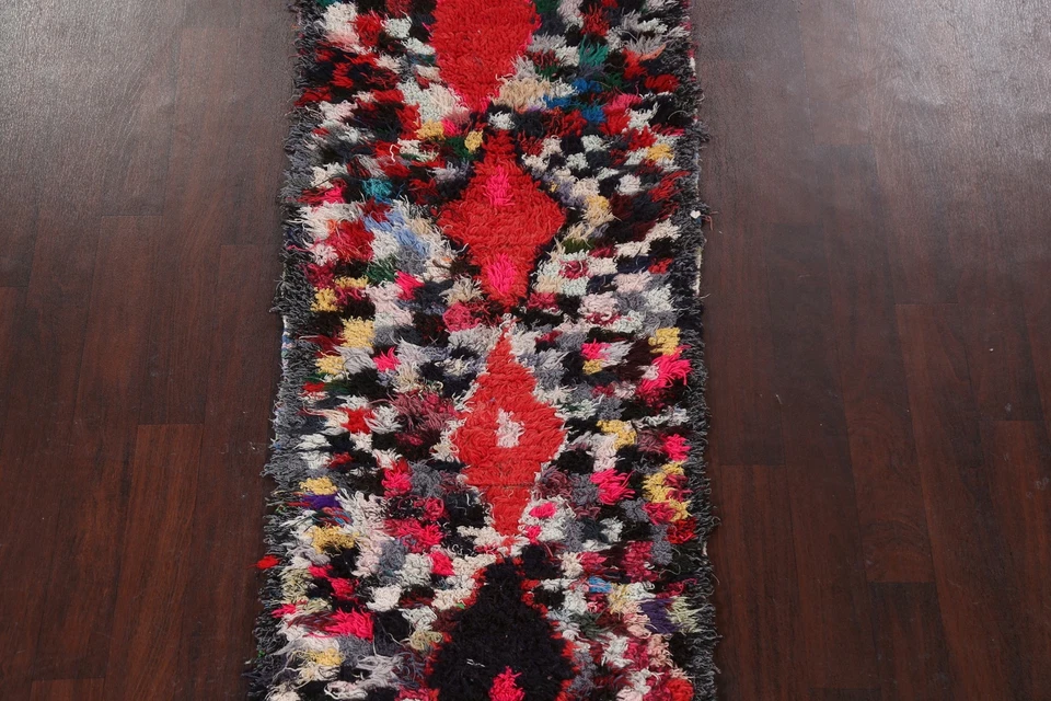 Memorial Deal Thick-Plush Antique Moroccan Oriental Runner Rug Wool Handmade 3x8 - Image 3 of 4