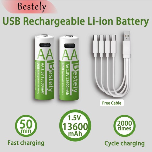 2-6 PZ. BATTERIE RICARICABILI AA LITIO 1,5V 13600 mAh–ALTA CAPACITÀ,LUNGA DURATA - Foto 23 di 35