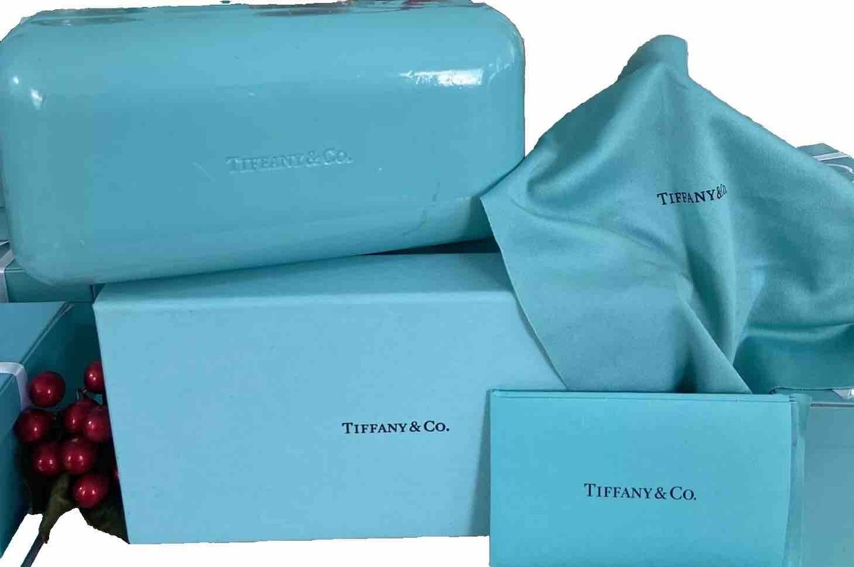 Tiffany&Co. Blue Eyeglass Sunglass Case Hard Cleaning Cloth  display picture 2