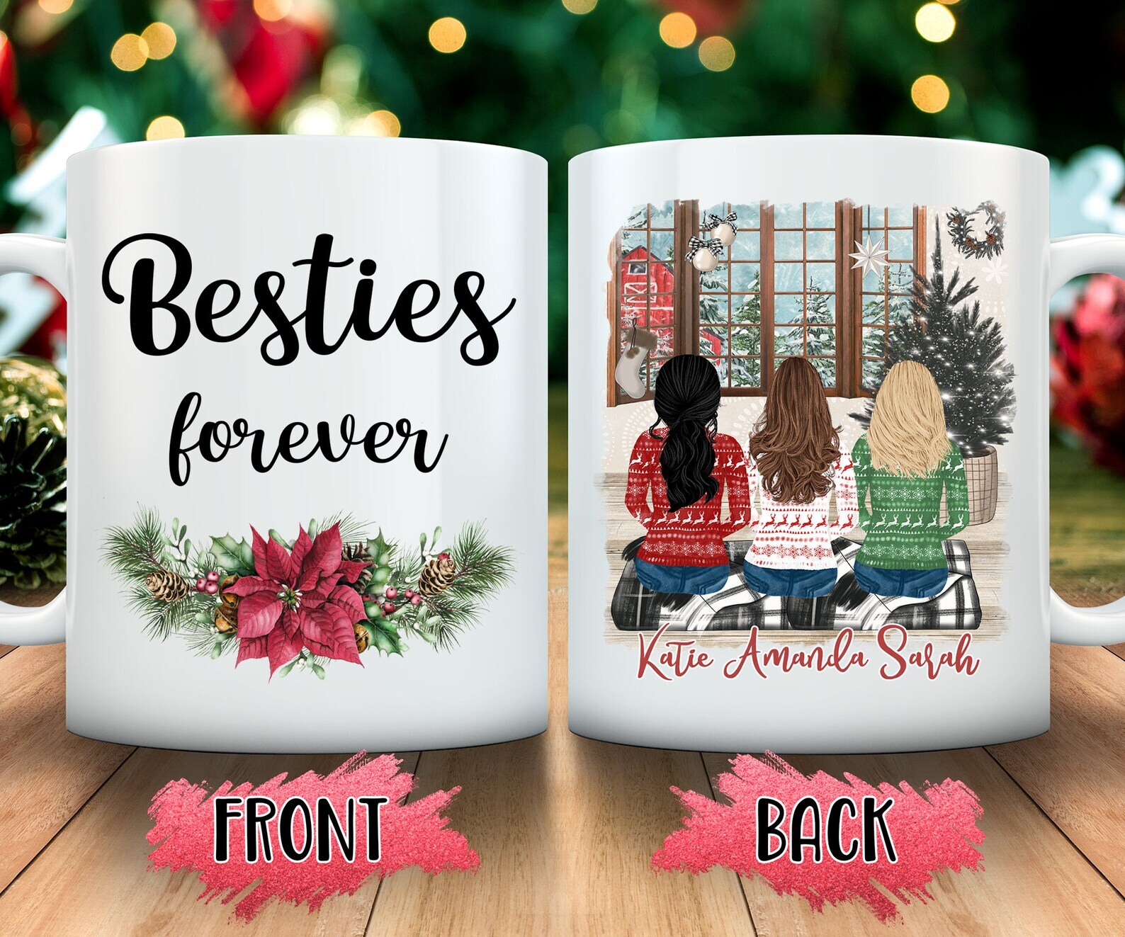 Friend Christmas Mug Besties Forever Christmas Coffee Mug Christmas Gift