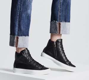 high top black tennis shoes