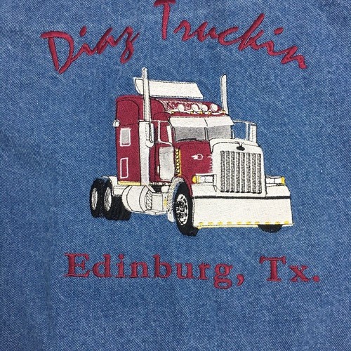 Vtg 90's Wrangler 18 Wheeler Texas Truck Driver Blue Jean Jacket Denim TRUCKER