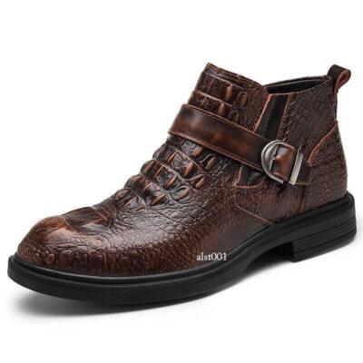 Men's Pattern Ankle Boots Leather Outdoor Shoes Business Casual Work Plus Size