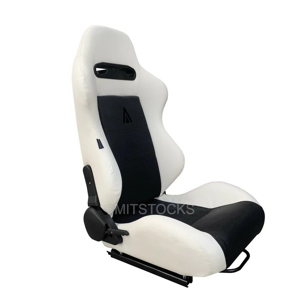 2 X ASIENTOS DE CARRERAS TANAKA BLANCOS Y NEGROS RECLINABLES + DESLIZADORES APTOS PARA VOLKSWAGEN ** Foto 3 de 4