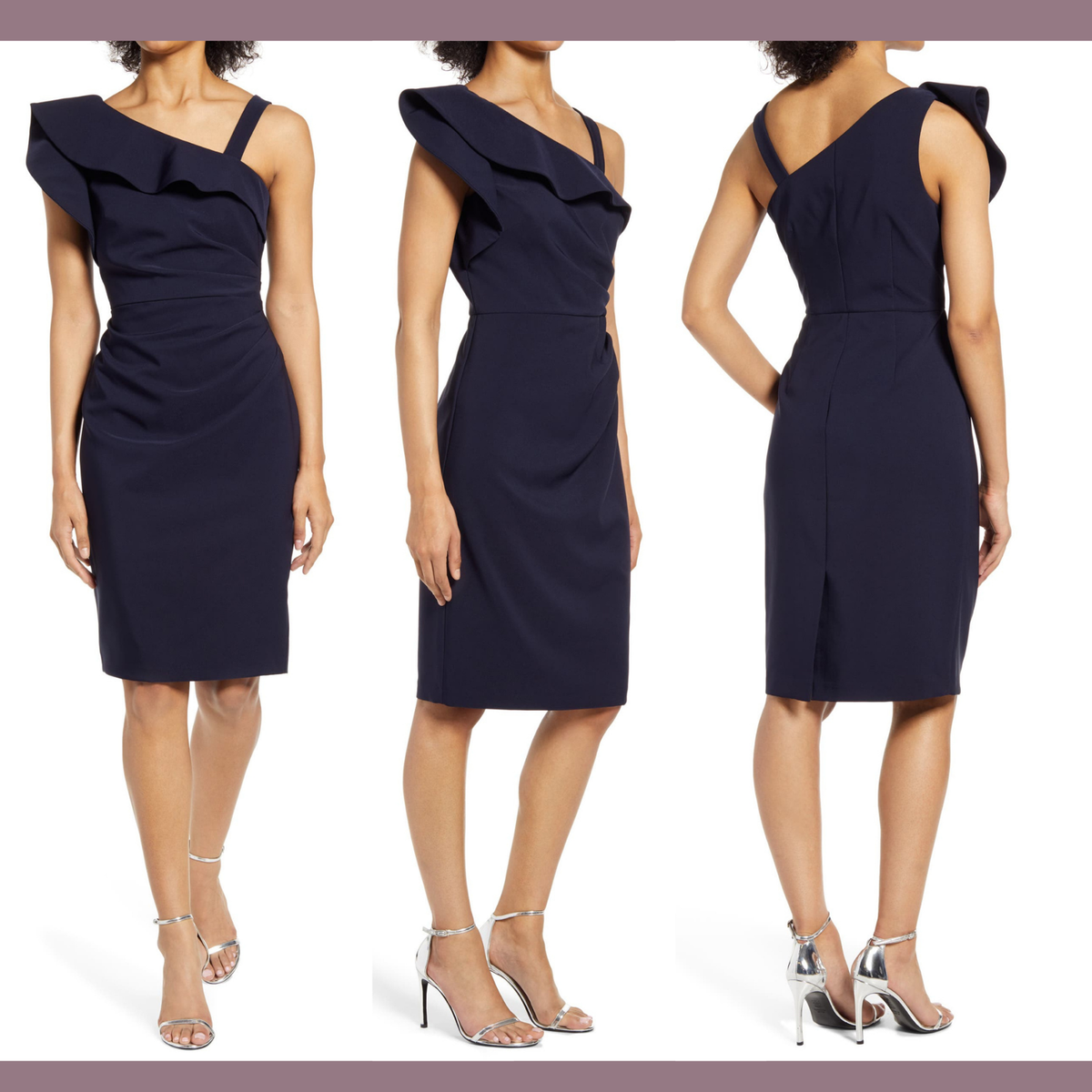 vince camuto one shoulder ruffle dress Vince Camuto Sheath Dress, Blk / Regular 4 (S)