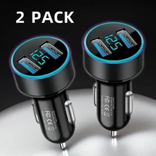 2 Pack Car Charger USB Charging Dual Port 3.1A Cigarette Lighter Adapter
