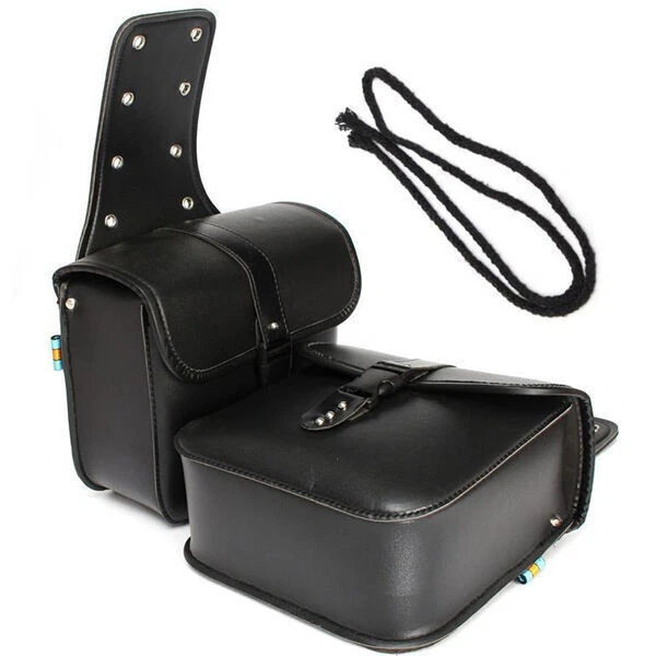 2PCS Mini Motorcycle PU Leather Saddle Bags Side Storage Tool Pouch Bags — 第 4/4 张图片