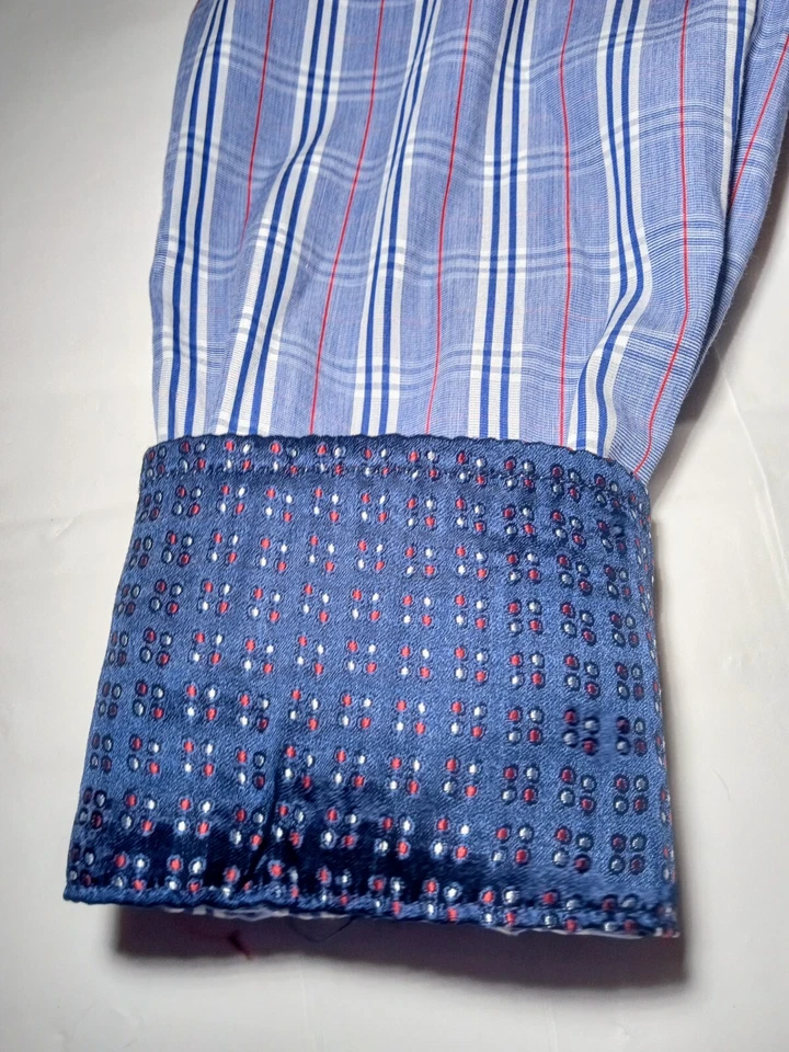 CAMISA HOMBRE "LAVANDERÍA INGLESA" MANGA LARGA 16 34/35 BLANCO AZUL ROJO RAYAS  Foto 4 de 4