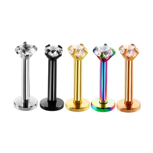 Titanium Ear Helix Tragus Cartilage Earring Lip Crystal Bar Stud Body Piercing ↕ - Picture 12 of 26