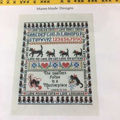 Vintage (1981) Nimble Needle Cross Stitch Kit ''I Love Cats'' by Marie Mann 