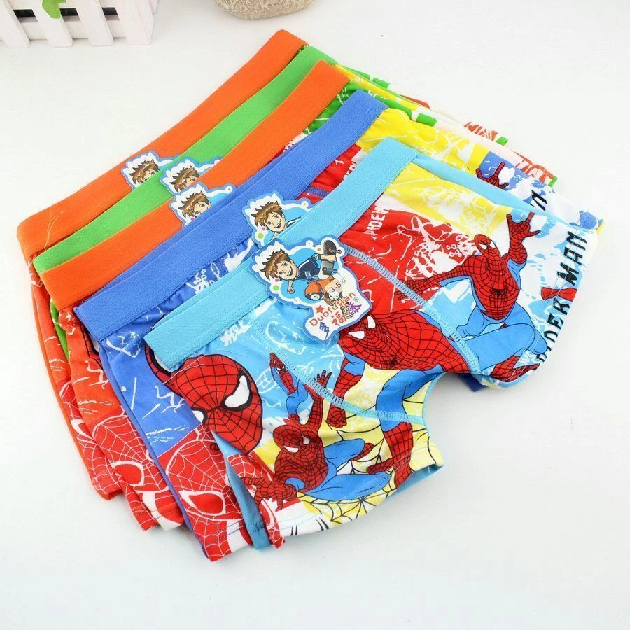 5pcs Spider-Man Boys Children Underwear Cartoon Cotton Panties Boxer Brief  Short