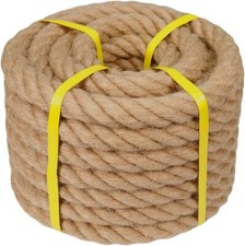Thick Hemp Rope - 1 Inch x 50 Feet - Twisted Manila Rope - Natural Jute Rope