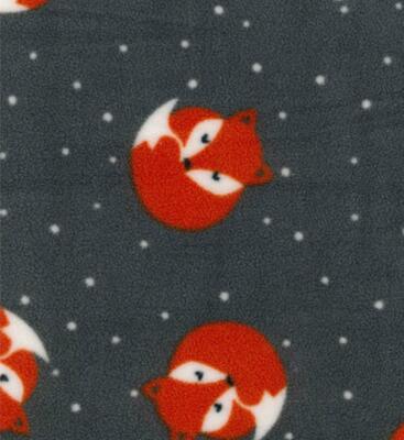 Printed Polar Fleece Fabric Material - FOXES GREY