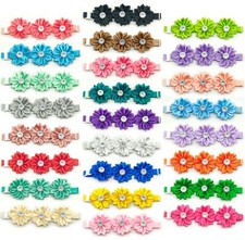 50Pcs Spring Flower Design Dog Bowtie Collar Pet Wedding Day Grooming Products