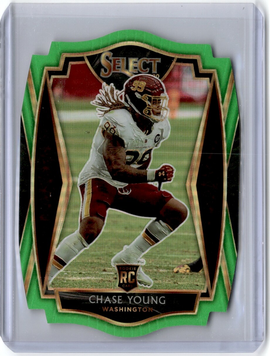 2020 Panini Select #164 Chase Young Neon Green Prizm Die Cut Rookie