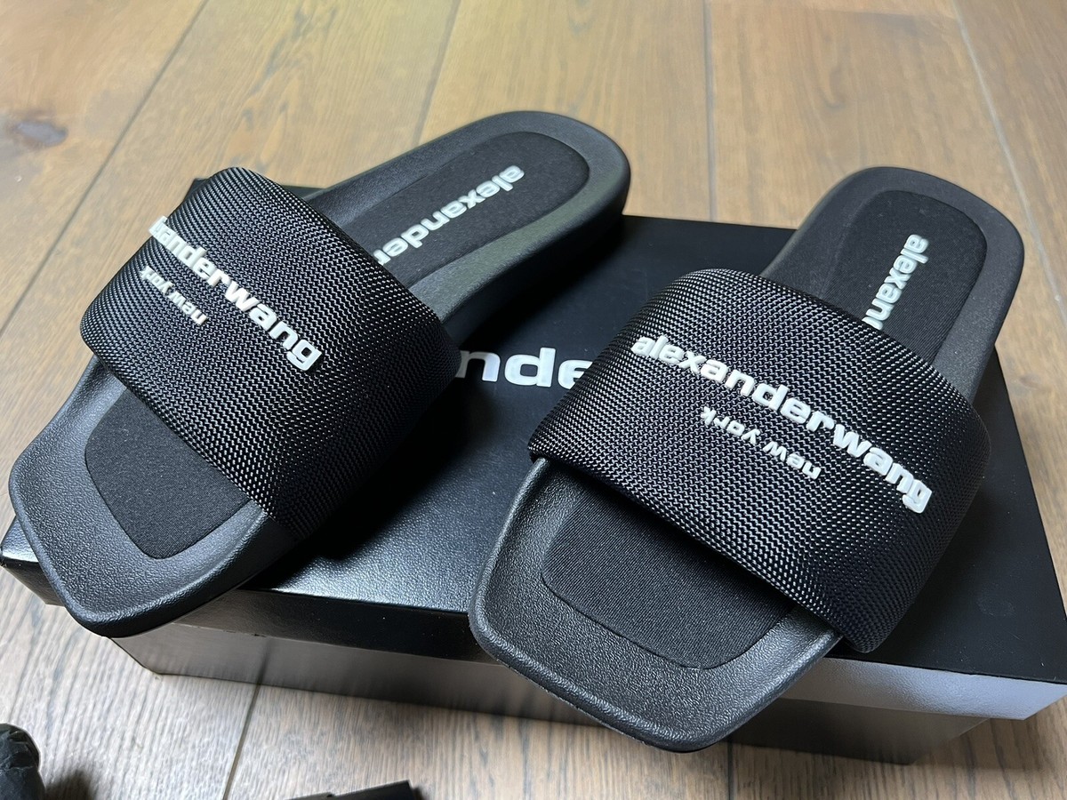 Alexander Wang Mules Sandals Pool Slide In Black | eBay UK