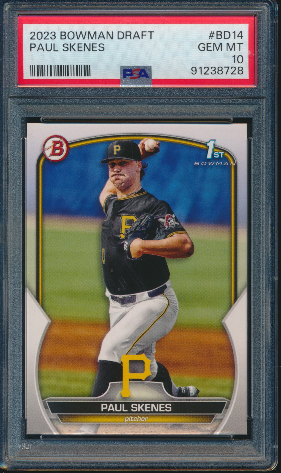 PSA 10 PAUL SKENES 1st 2023 Bowman Draft Paper PIRATES Rookie Card RC GEM MINT