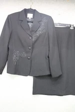 Collections for Le Suit Black Skirt Suit-Size 10-Beaded-Lined