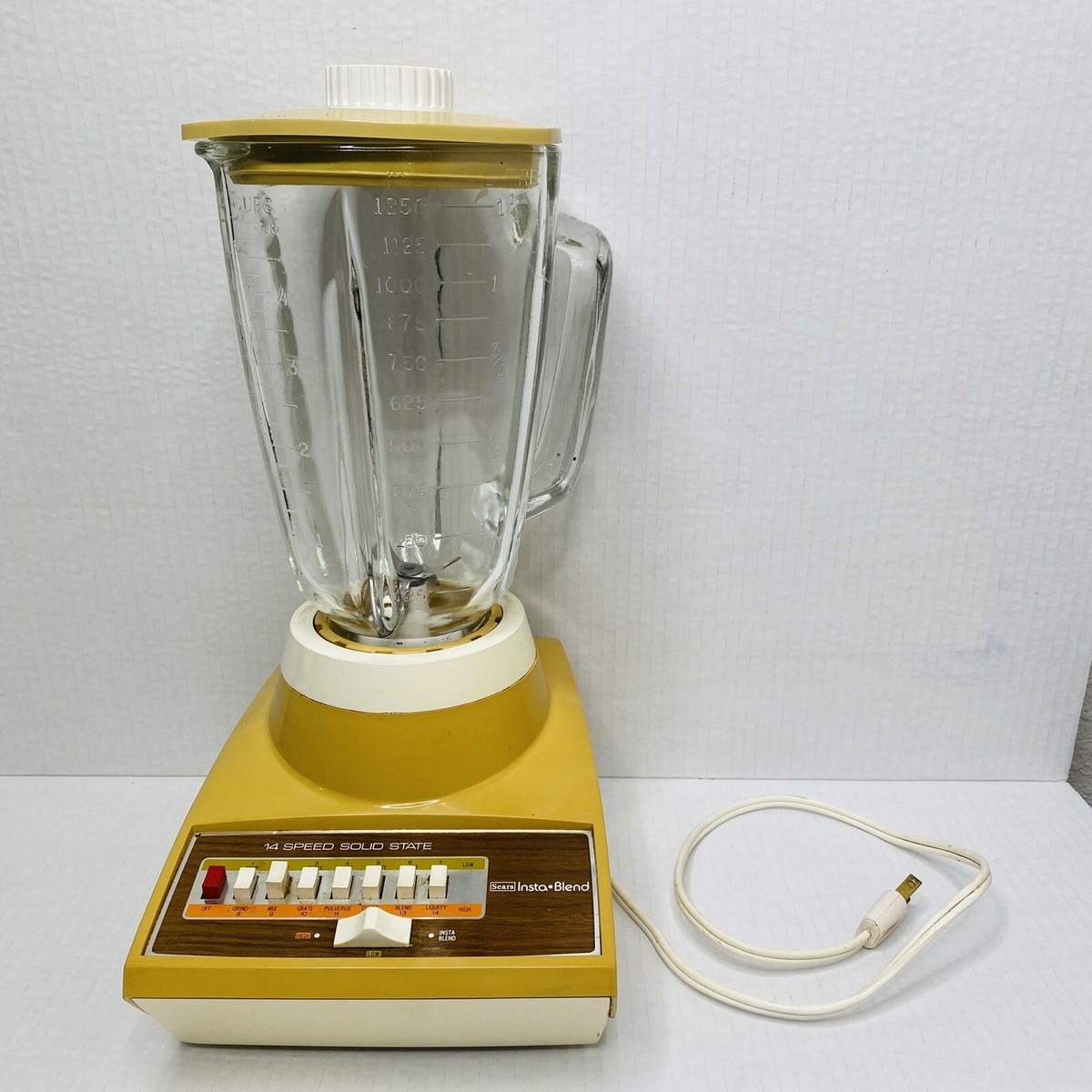 70's Sears Insta•Blend 14 Spd Solid State Harvest Gold Blender Vtg