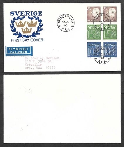1965 Sweden First Day Cover - Booklet Stamps