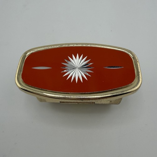Pretty Vintage Diamond Cut Orange GT Metal Mirrored Lipstick Holder