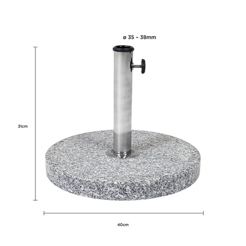 Charles Bentley 15Kg Round Granite Parasol Base Stone Umbrella Stand - Picture 7 of 7