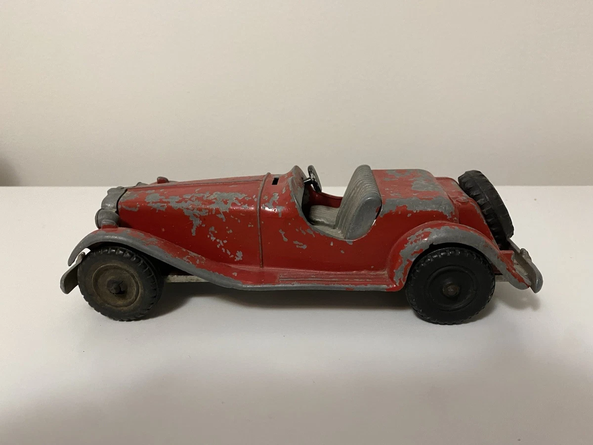 Jouet Ancien Bandai MG Roadster Rouge – Friction, Tôle, Japon 1960, 27cm Boîte