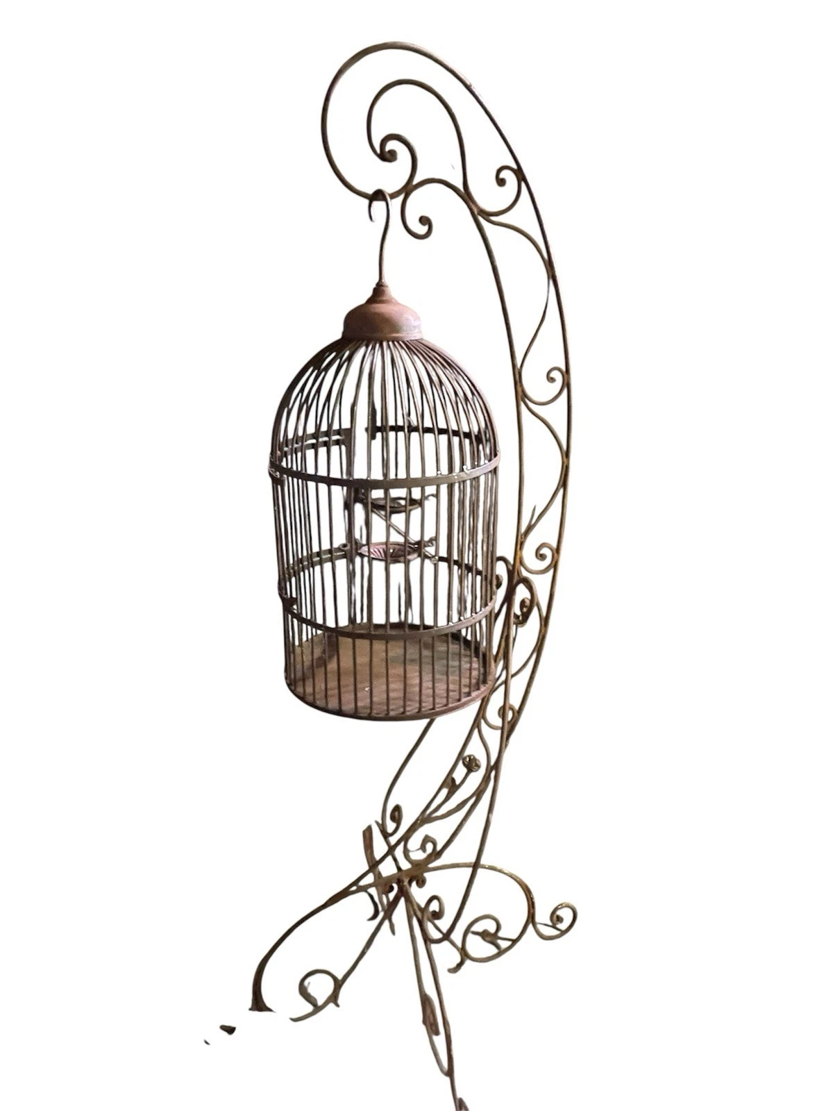 Bird Cage Complete With Iron Worked Leg