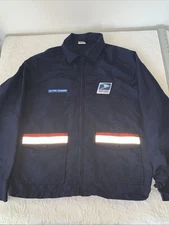 Vintage Navy Blue USPS Letter Carrier Jacket Sz L USA Union Made Windbreaker