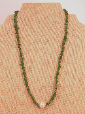 CHROMDIOPSID 18-20'' Chip Halskette mit Süßwasserperlen Akzent 925 Sterling