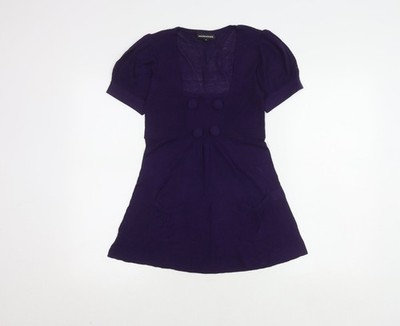 Warehouse Damen lila Puffärmel quadratischer Ausschnitt Top