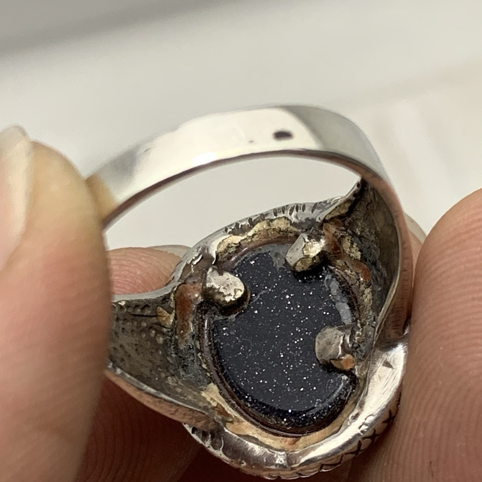 925 Silver Statement Snake Ring Bold solid Blue A… - image 10