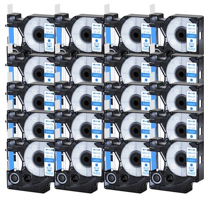 20x 12mm Blue/Clear Standard Label Tape For DYMO D1 45011 LabelManager 100 120P