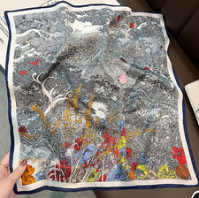 100 Silk Mulberry Scarf Bandann Square Shawl 53X53cm rainforest Print wrap new