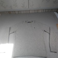 Polo Ralph Lauren Sweater Mens XL Gray Textured Knit Crewneck Pony Logo Preppy