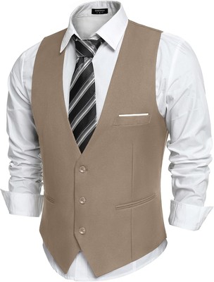 Men's Slim Fit Formal Waistcoat Vest for Suit Tuxedo Business Wedding