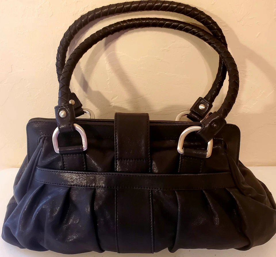 Isabella Adams Black Harmonie Satchel Leather Handbag NWOT - Image 3 of 4